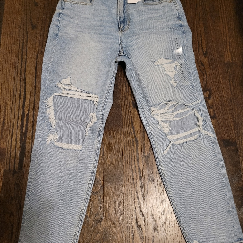 AMERICAN EAGLE MOM JEAN STRETCH DENIM JEANS WOMENS SIZE 6 SHORT HIGH RISE - Picture 3 of 7